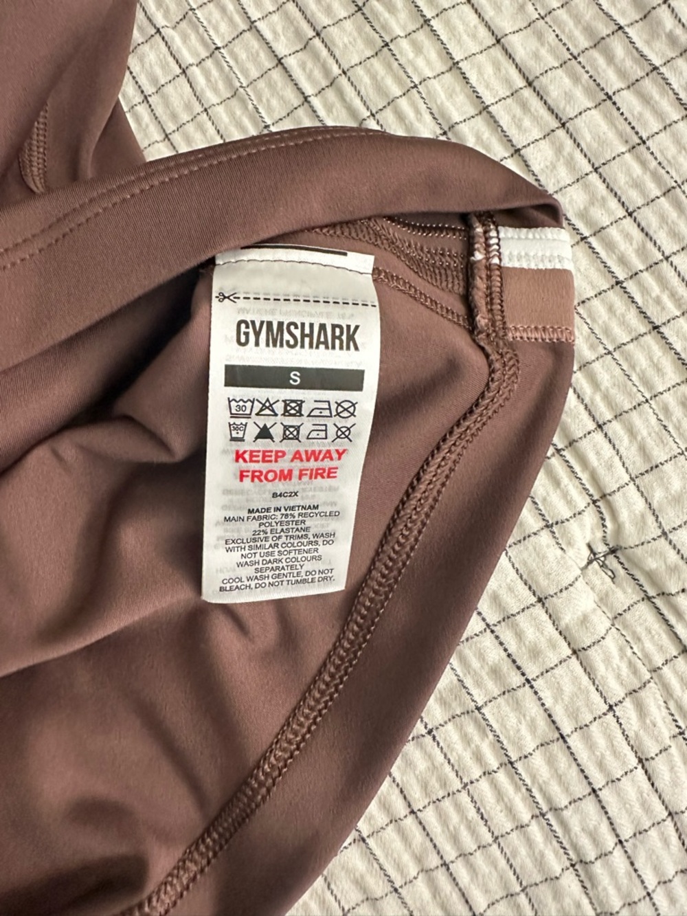 Gymshark piping bandeau with shell walnut brown/ chestnut pink Stripes size S - Picture 6 of 7